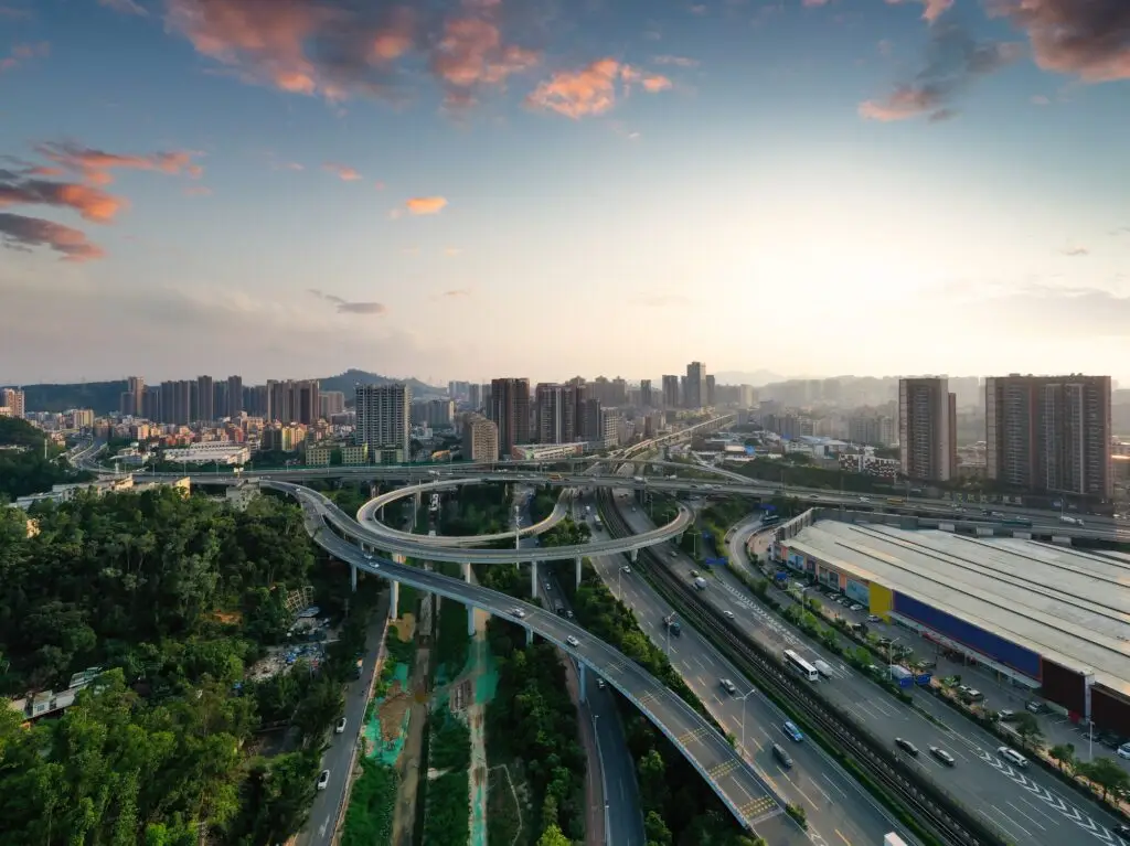 An overpass photographed by a drone